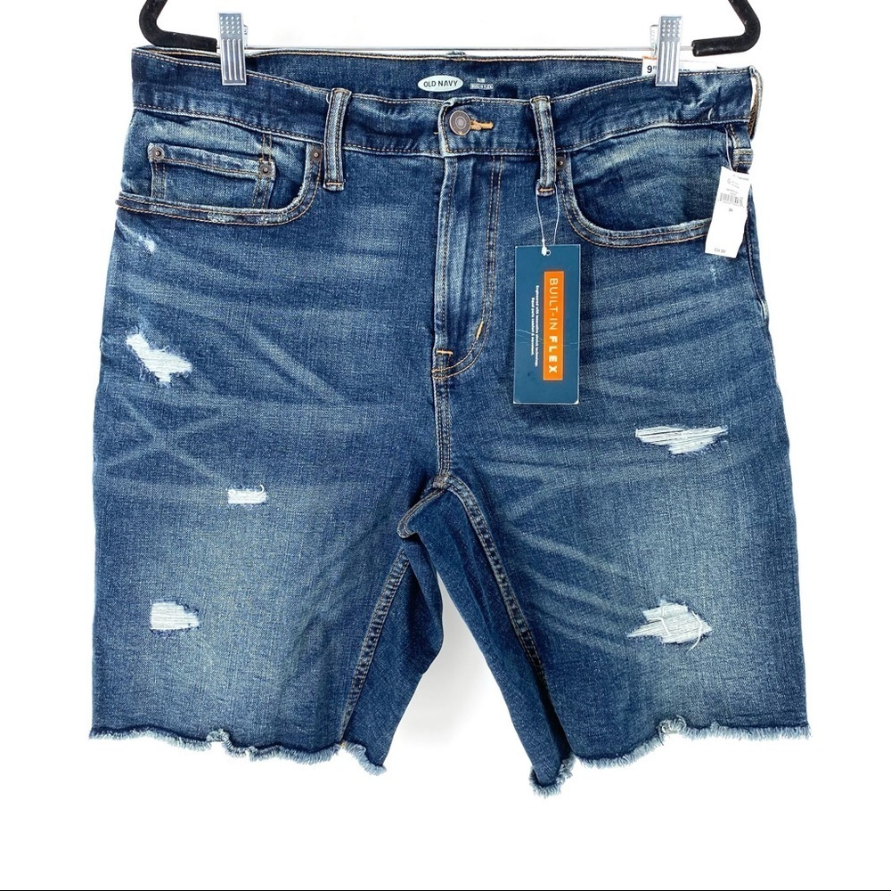 Old Navy Men's 9" Raw Hem Distressed Jean Shorts